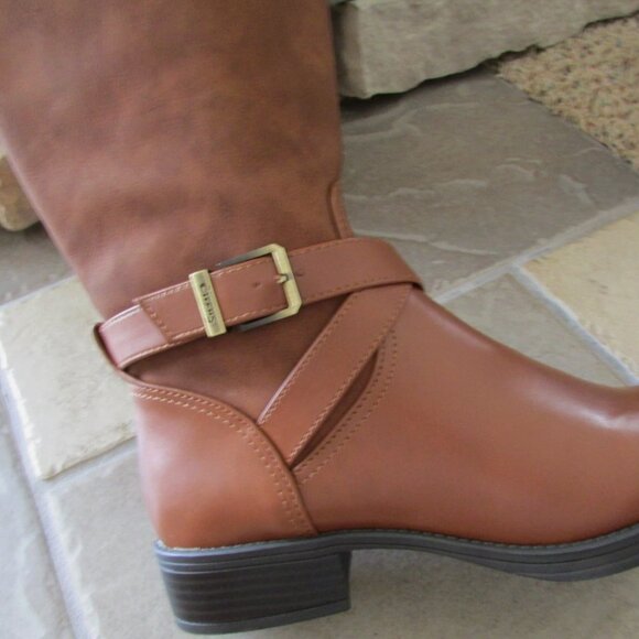 NEW SAM EDELMAN CIRCUS COGNAC TALL BOOTS WOMENS  ZIP SIDE - Picture 4 of 11